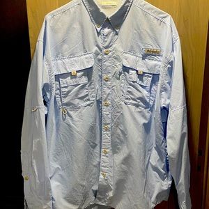 Columbia PFG Vented Light Blue Fishing Outdoor Button Down LS Shirt Men's Size M